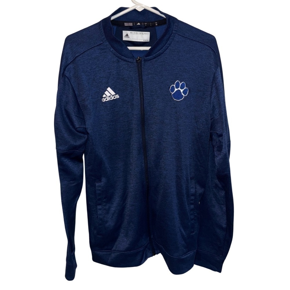 adidas Blue Full-Zip Sweatshirt With Paw Print Patch